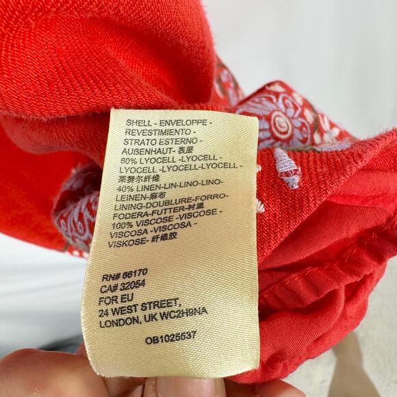 Anthropologie Womens Aiko Embroidered Shift Dress Size 0  Red Linen Blend - Picture 13 of 16